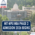 MIT-WPU MBA Phase 2 Admission 2026 Begins; Apply by March 23 @mitwpu.edu.in